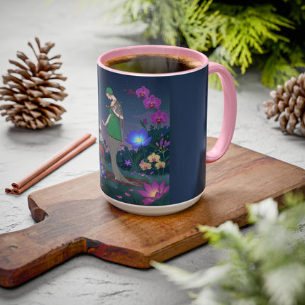 Moonlit Incense Ceremony Colorful Mugs – Art Deco Meditation Garden