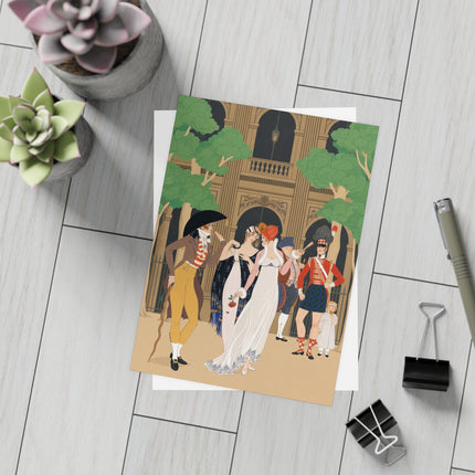 🌳🎩 La Merveilleuse au Palais Royal Postcards With Envelopes – George Barbier Art Deco Parisian Elegance
