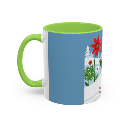 🎿❄️ The Winter Garden Skier Colorful Mug – Whimsical Holiday Fantasy