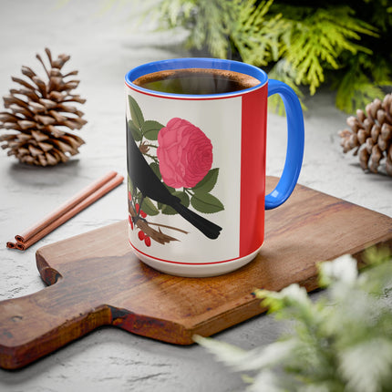 Blackbird & Rose Colorful Mugs – Timeless Elegance & Nature's Harmony