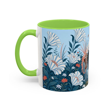 🎨💙 The Enchanted Garden Artist Colorful Mug – Art Deco Floral Whimsy