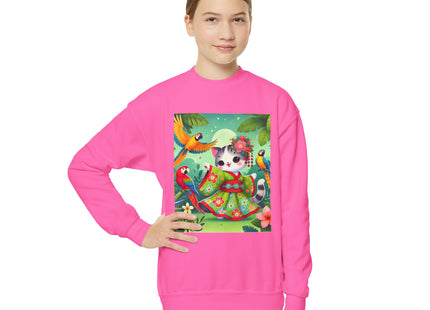 Parrot Dance of the Geisha Kitten Youth Crewneck Sweatshirt