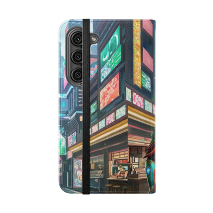🐆🦜 Cybernetic Duets Flip Case – Neon Elegance & Digital Harmony