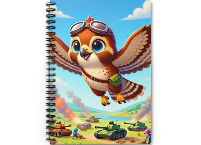 Red-Tailed Hawk in Battle Spiral Notebook - Ruled Line
