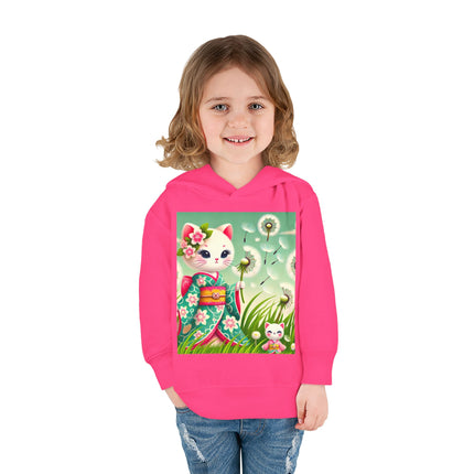 Geisha Kitten and the Dandelion Wish Toddler Pullover Fleece Hoodie