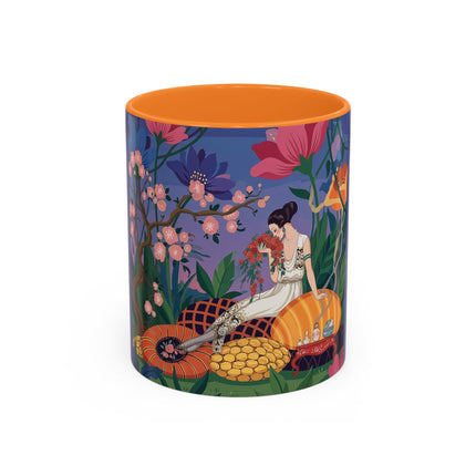 The Garden Of Quiet Reverie Colorful Mugs – Art Deco Botanical Serenity