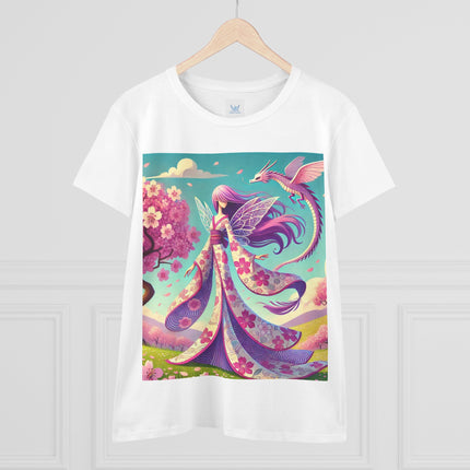 Petals in the Wind: The Kimono Fairy and the Sky Dragon Cotton Tee