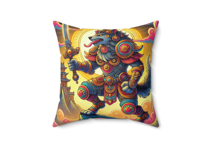 Mountain Wolf Spun Polyester Square Pillow