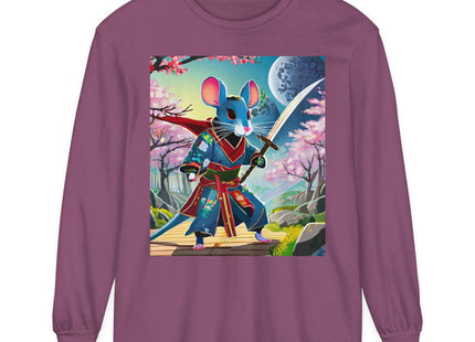Cyber Samurai Rat Garment-dyed Long Sleeve T-Shirt