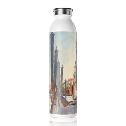 Gondola Moorings on the Grand Canal by John Singer Sargent Slim Water Bottle