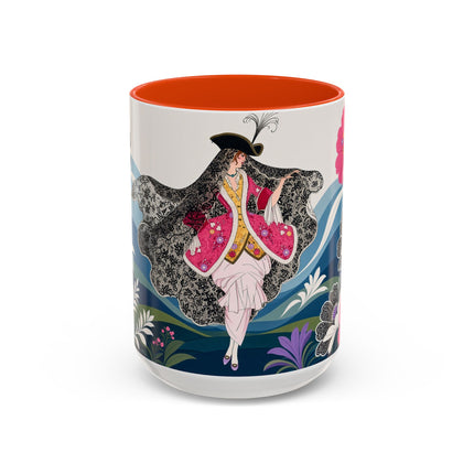 🌸🎀 The Pink Lace Garden Promenade Colorful Mug – Art Deco Fashion Elegance