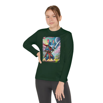 Cyber Samurai Rat Youth Long Sleeve Competitor Tee – Neon Warriors & Futuristic Adventure