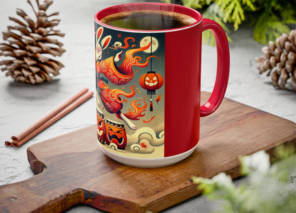 Jack-O’-Lantern Drums & The Kabuki Rabbit Colorful Mugs (11oz, 15oz)