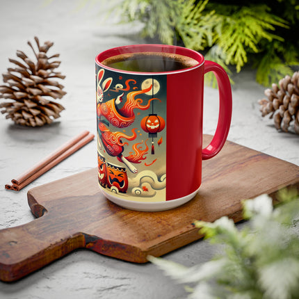 Jack-O’-Lantern Drums & The Kabuki Rabbit Colorful Mugs (11oz, 15oz)