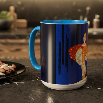 Celestial Melody Colorful Mug (11oz, 15oz) – Musical Grace, Starlit Beauty & Art Deco Elegance