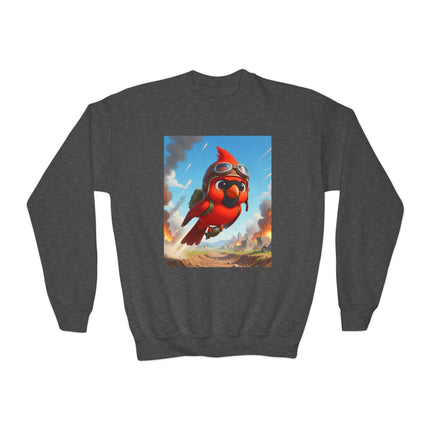 Cardinal Dive Bomber Youth Crewneck Sweatshirt – Action, Courage & High-Flying Adventure