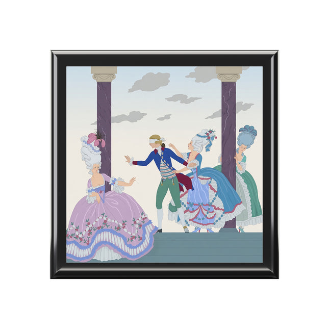 🎭🌸 Blindman’s Bluff Jewelry Box – Rococo Courtship Whimsy