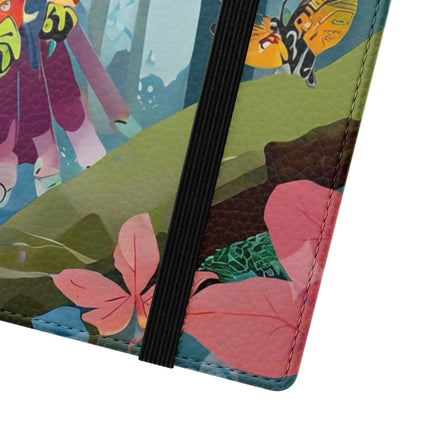 🦖🦋 Colorful Raptor Flip Case – Butterfly Wonder & Forest Adventure
