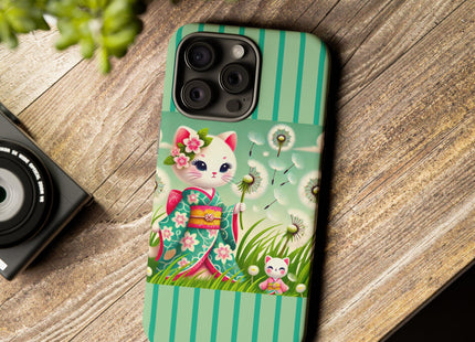 Geisha Kitten and the Dandelion Phone Cases
