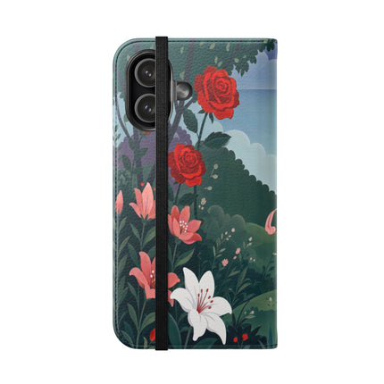 🌹💌 The Garden Of Blown Kisses Flip Case – Art Deco Floral Romance