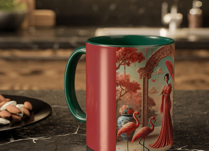 Petals, Porcelain, and Flamingos Colorful Mugs (11oz, 15oz)
