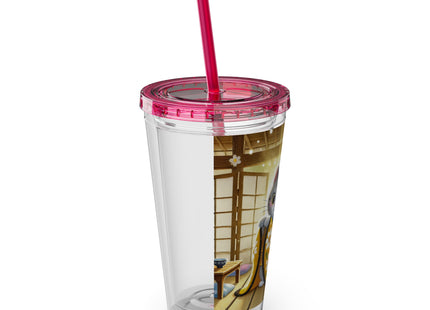 Playful Kitten in the Tea Room Sunsplash Tumbler with Straw, 16oz
