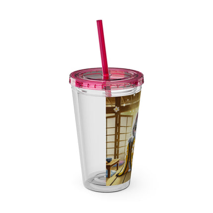 Playful Kitten in the Tea Room Sunsplash Tumbler with Straw, 16oz