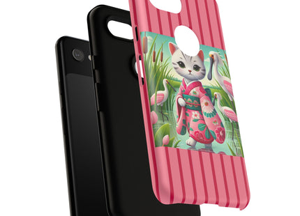 Geisha Kitten Strolls Among the Spoonbills Phone Cases