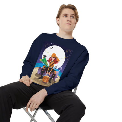 Moonlit Pirate Halloween Unisex Garment-Dyed Sweatshirt