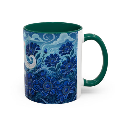 💙🌸 The Sapphire Wind Dancer Colorful Mug – Art Deco Floral Fantasy