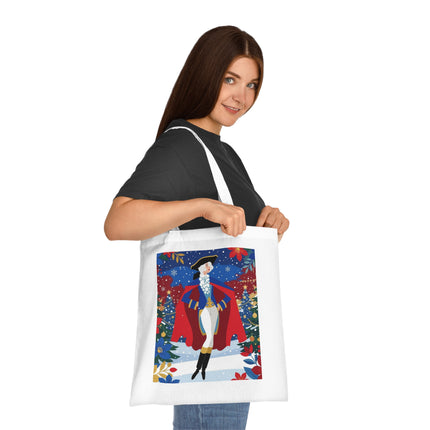 🎄🎭 The Christmas Masquerade Lady Cotton Tote Bag – Art Deco Holiday Glamour