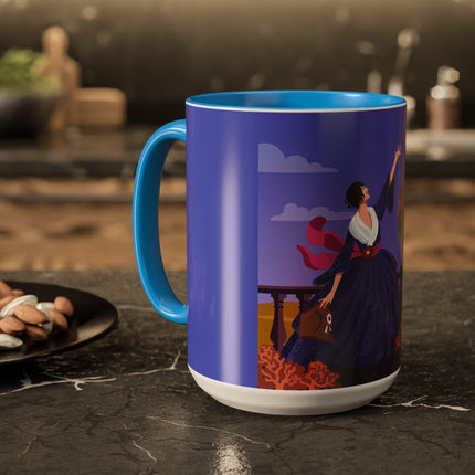 The Dawn Serenade Colorful Mug (11oz, 15oz) – Rooster Beauty, Morning Charm & Art Deco Elegance