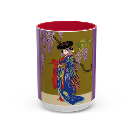 Wisteria Elegance Colorful Mug (11oz, 15oz) – Floral Beauty, Kimono Art & Timeless Grace