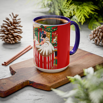 🎄💃 The Christmas Mirror Duet Colorful Mug – Art Deco Holiday Elegance
