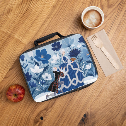 💙🌸 The Lady Of The Blue Flower Garden Lunch Bag – Art Deco Floral Romance