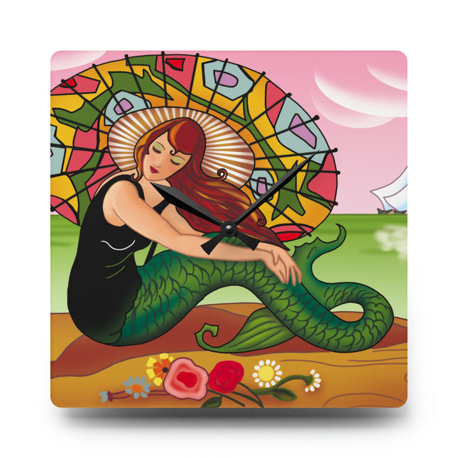 Siren Serenade by Carlo Chiostri Acrylic Wall Clock, Round and Square