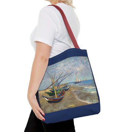 Fishing Boats on the Beach at Saintes-Maries by Vincent Van Gogh Tote Bag (AOP)