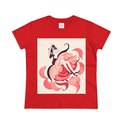 🌹🖤 The Lady Of The Blushing Rose Cotton Tee – Art Deco Fashion Illustration