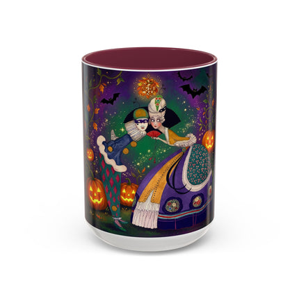 🎭🎃 The Masquerade Beneath The Pumpkin Lantern Colorful Mug – Theatrical Halloween Charm
