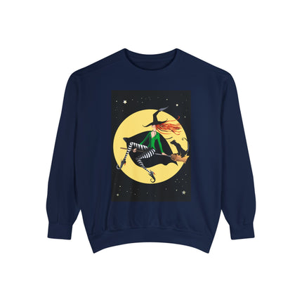 A Witch’s Moonlit Flight Unisex Garment-Dyed Sweatshirt