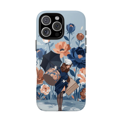 ☂️🌺 The Lady Of The Traveling Garden Phone Case – Art Deco Floral Adventure