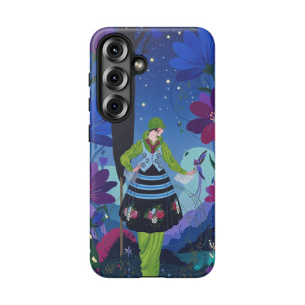🌸🐦 The Lady Of The Midnight Bird Garden Phone Case – Art Deco Floral Fantasy