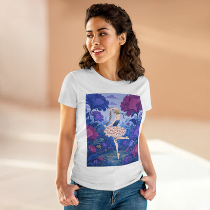 🌸🩰 The Enchanted Garden Ballet Cotton Tee – Art Deco Floral Whimsy