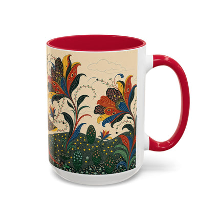🌺🦋 The Enchanted Floral Voyage Colorful Mug – Art Deco Botanical Whimsy