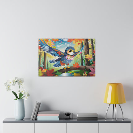 Baby Hawk Plays in Forest Matte Canvas, Stretched, 0.75"