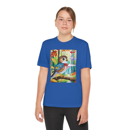Baby Hawk Plays in Forest Youth Competitor Tee