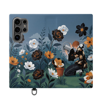 🌹💧 The Midnight Garden Keeper Flip Case – Art Deco Floral Fantasy