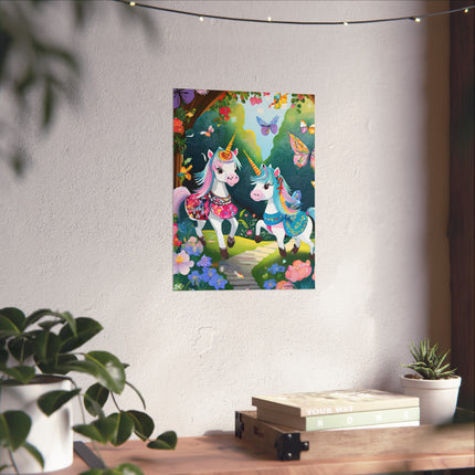 Baby Unicorns and Fluttering Butterflies Fine Art Posters