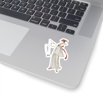 Robe de linon imprimé (Printed linen dress) by George Barbier Kiss-Cut Stickers (4 Sizes)