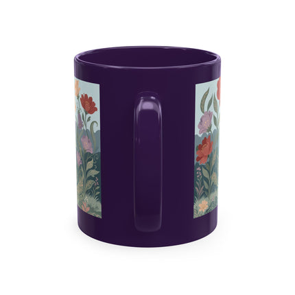 🐈🥾 The Lady & Puss In Boots In The Flower Garden Ceramic Mug – Art Deco Storybook Whimsy